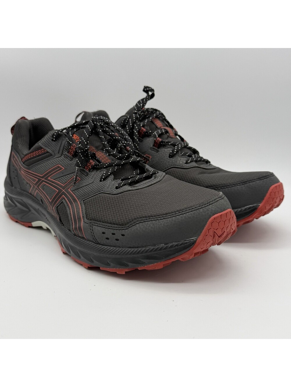 ASICS Gel-Venture 9 Mens Size 14 Black Red Trail Running Shoes 1011B486